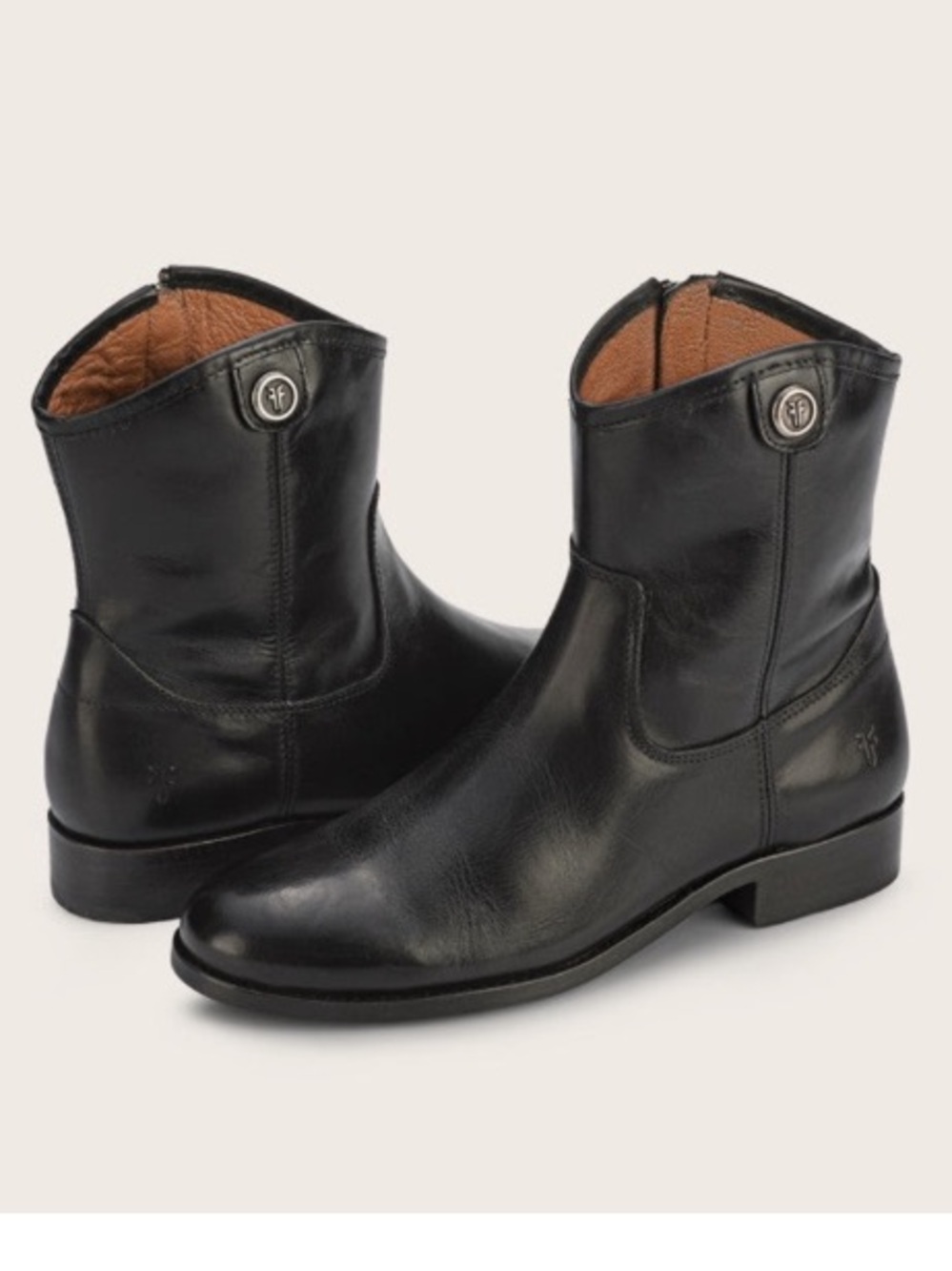 Frye Melissa Button Short Zip Ankle Boots in Black Sz 7.5